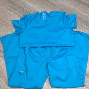 Cherokee workwear scrub set in Bright Blue.